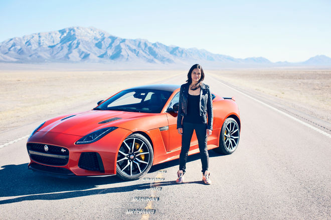 Michelle Rodriguez Drives Jaguar F-TYPE SVR
